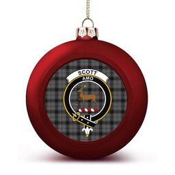 ScotsTee Shop Scottish Scott Black and White Crest Tartan Christmas Ball Ornament