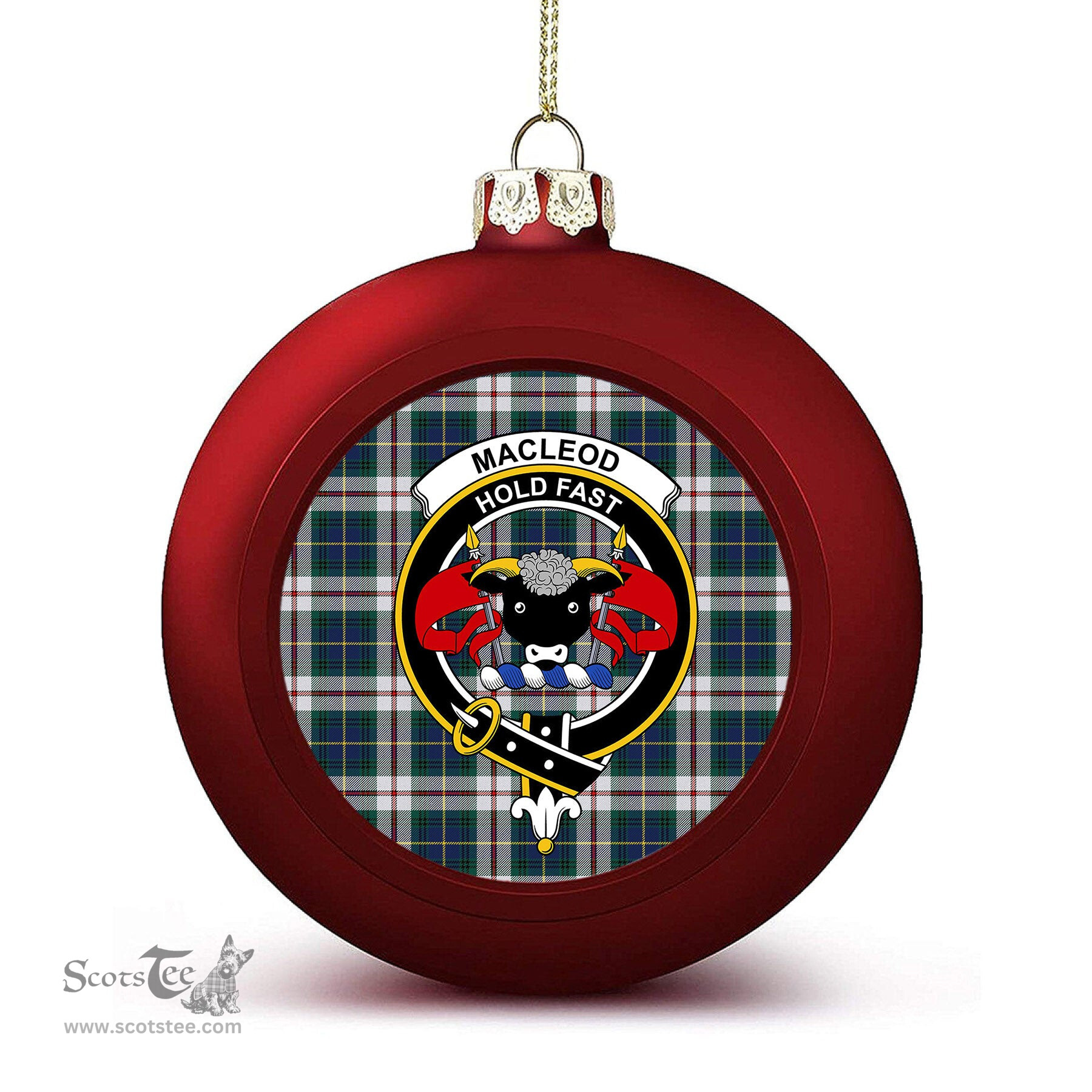 ScotsTee Shop Scottish MacLeod Of Californian Modern Crest Tartan Christmas Ball Ornament