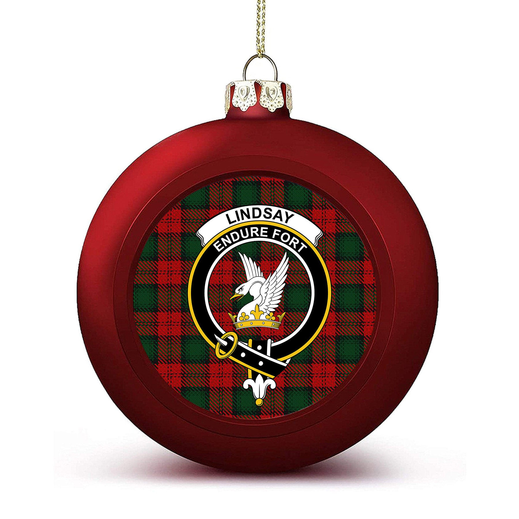 ScotsTee Shop Scottish Lindsay 2 Crest Tartan Christmas Ball Ornament