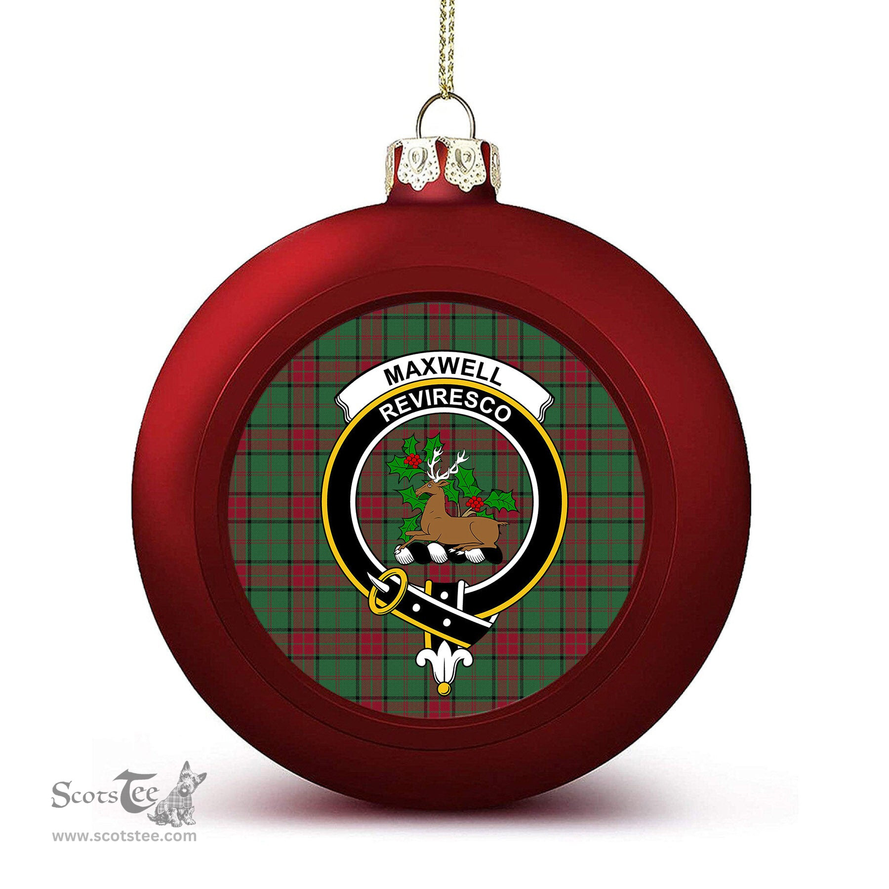 ScotsTee Shop Scottish Maxwell Hunting Modern Crest Tartan Christmas Ball Ornament