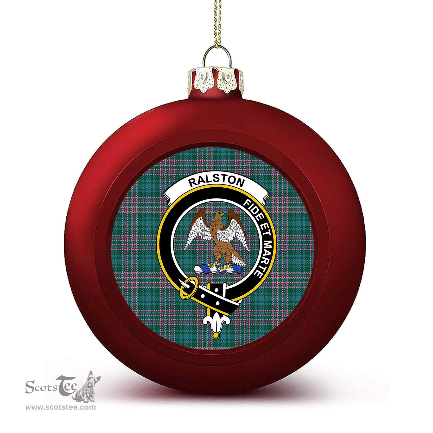 ScotsTee Shop Scottish Ralston USA Modern Crest Tartan Christmas Ball Ornament