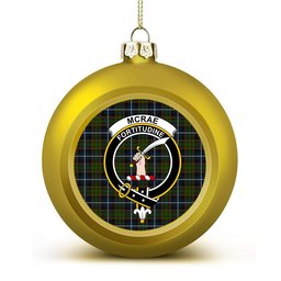 ScotsTee Shop Scottish McRae Hunting Crest Tartan Christmas Ball Ornament