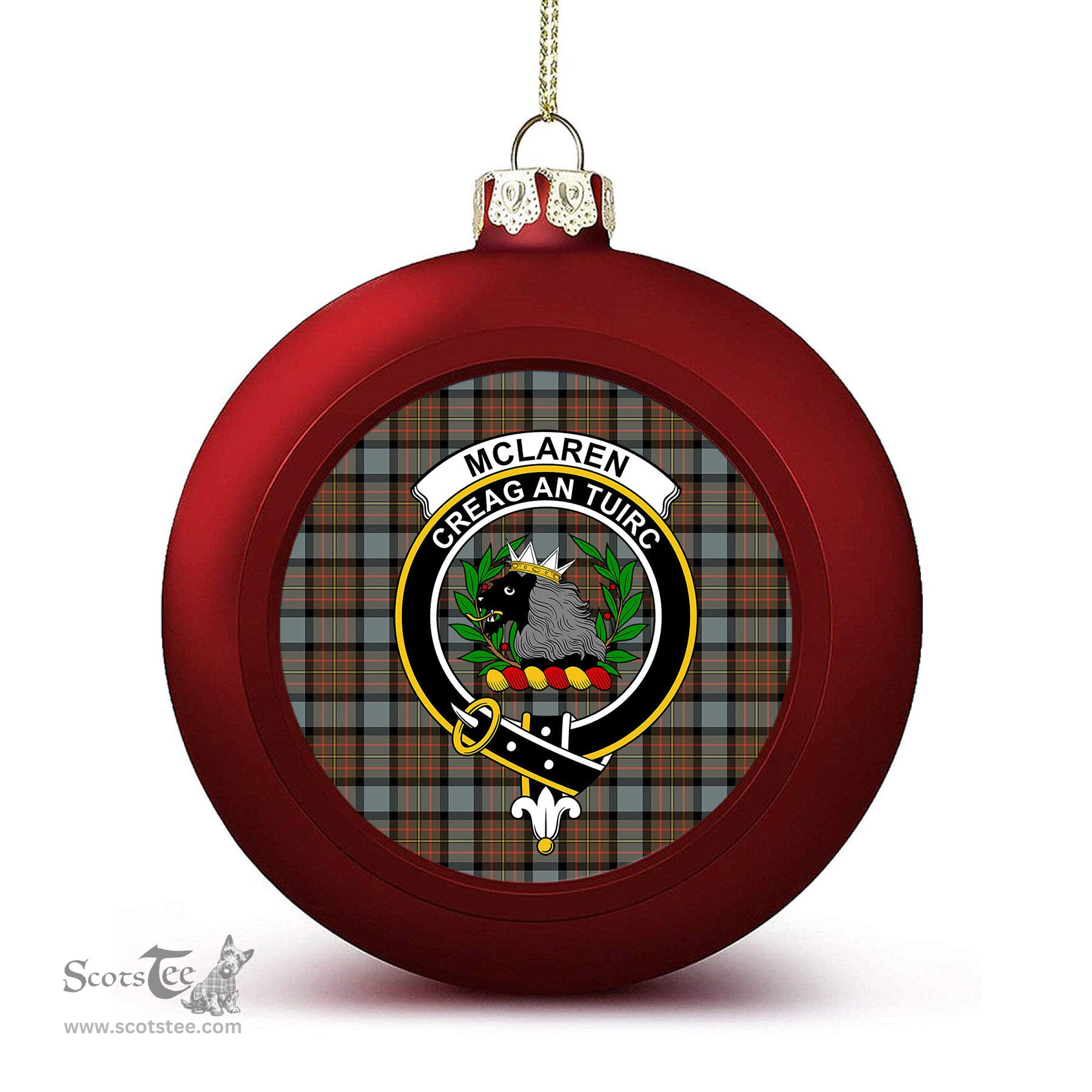 ScotsTee Shop Scottish McLaren Weathered Crest Tartan Christmas Ball Ornament