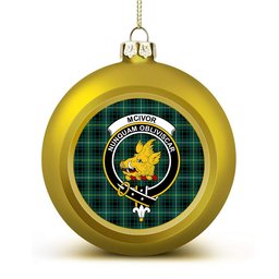 ScotsTee Shop Scottish McIvor Hunting Modern Crest Tartan Christmas Ball Ornament