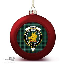ScotsTee Shop Scottish McIvor Hunting Modern Crest Tartan Christmas Ball Ornament