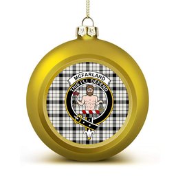 ScotsTee Shop Scottish McFarland Black White Modern Crest Tartan Christmas Ball Ornament