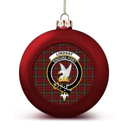 ScotsTee Shop Scottish Lindsay #2 Ancient Clan Crest Tartan Christmas Ball Ornament
