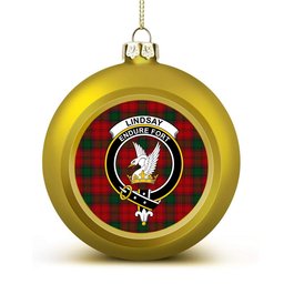 ScotsTee Shop Scottish Lindsay 3 Crest Tartan Christmas Ball Ornament