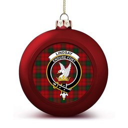 ScotsTee Shop Scottish Lindsay 3 Crest Tartan Christmas Ball Ornament