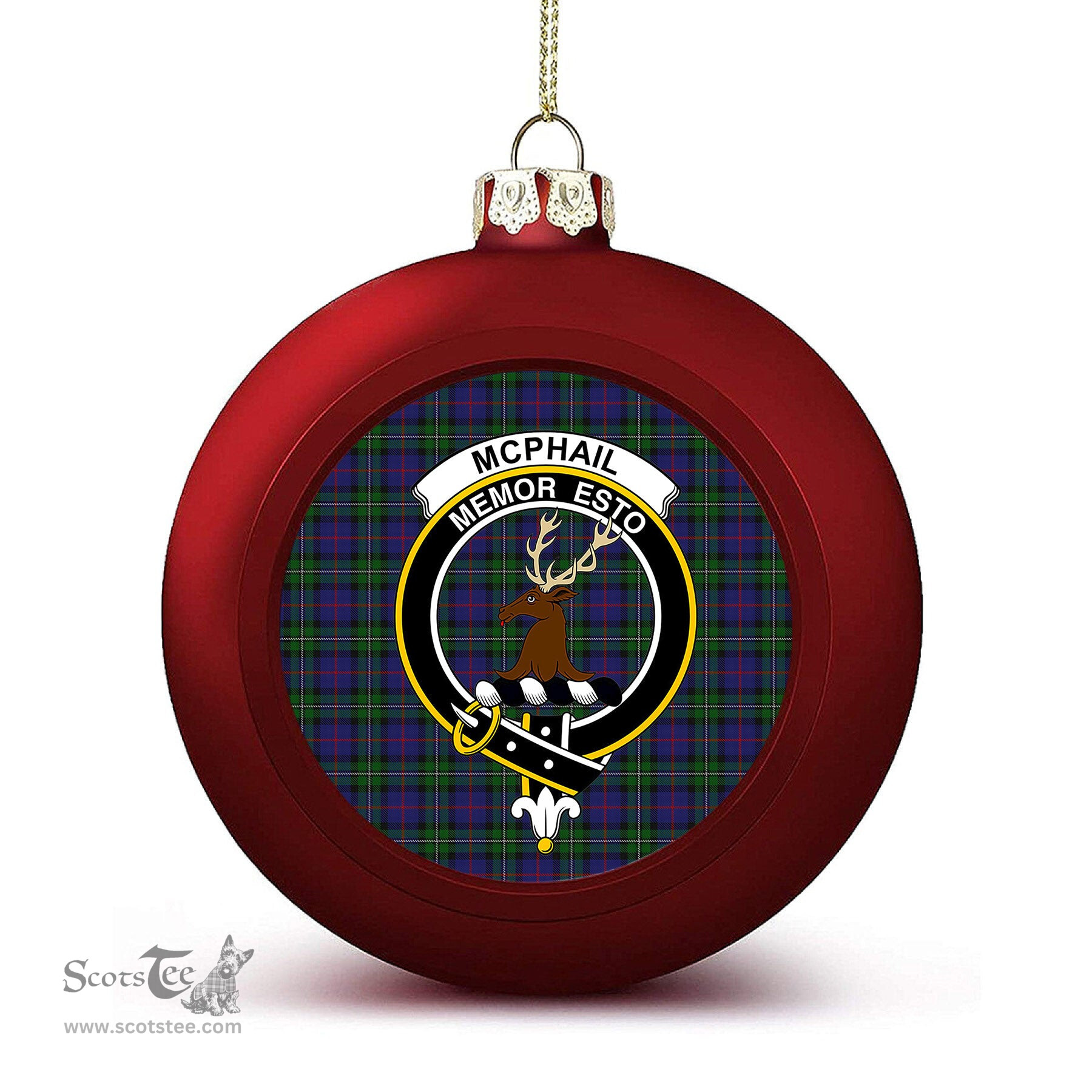 ScotsTee Shop Scottish McPhail Hunting Crest Tartan Christmas Ball Ornament