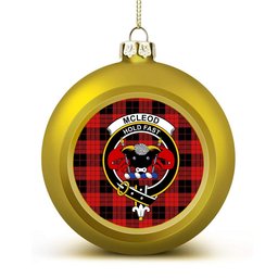 ScotsTee Shop Scottish McLeod Black and Red Modern Crest Tartan Christmas Ball Ornament