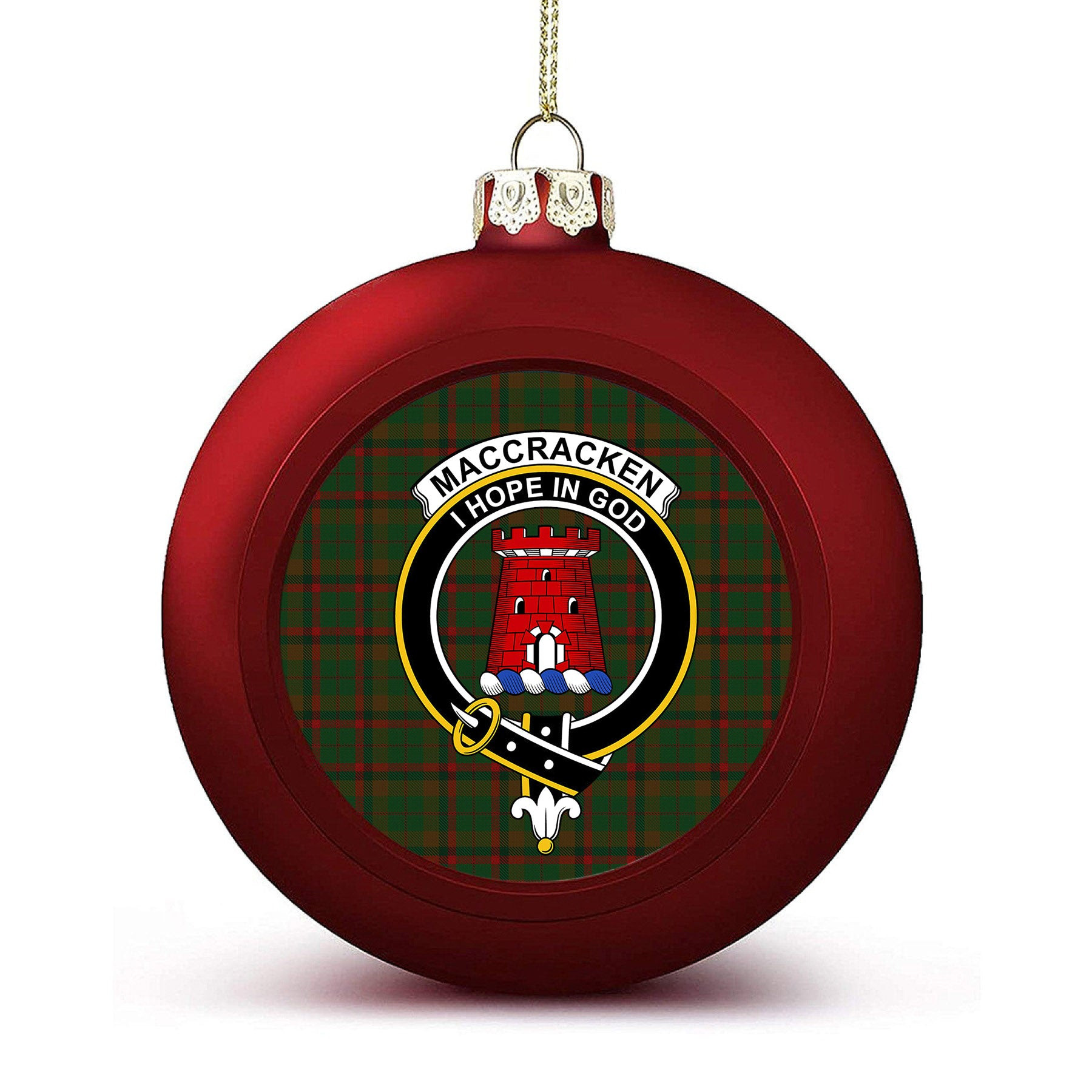 ScotsTee Shop Scottish MacCracken Hunting Crest Tartan Christmas Ball Ornament