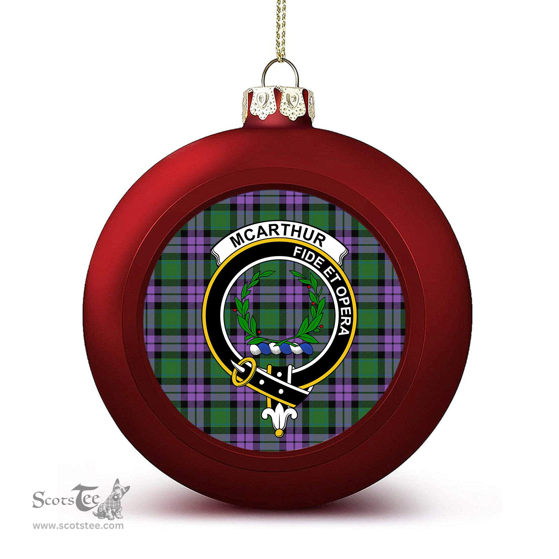 ScotsTee Shop Scottish McArthur of Milton Ancient Crest Tartan Christmas Ball Ornament