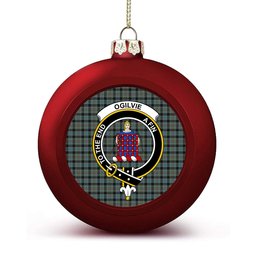 ScotsTee Shop Scottish Ogilvie (Ogilvy) Hunting Crest Tartan Christmas Ball Ornament