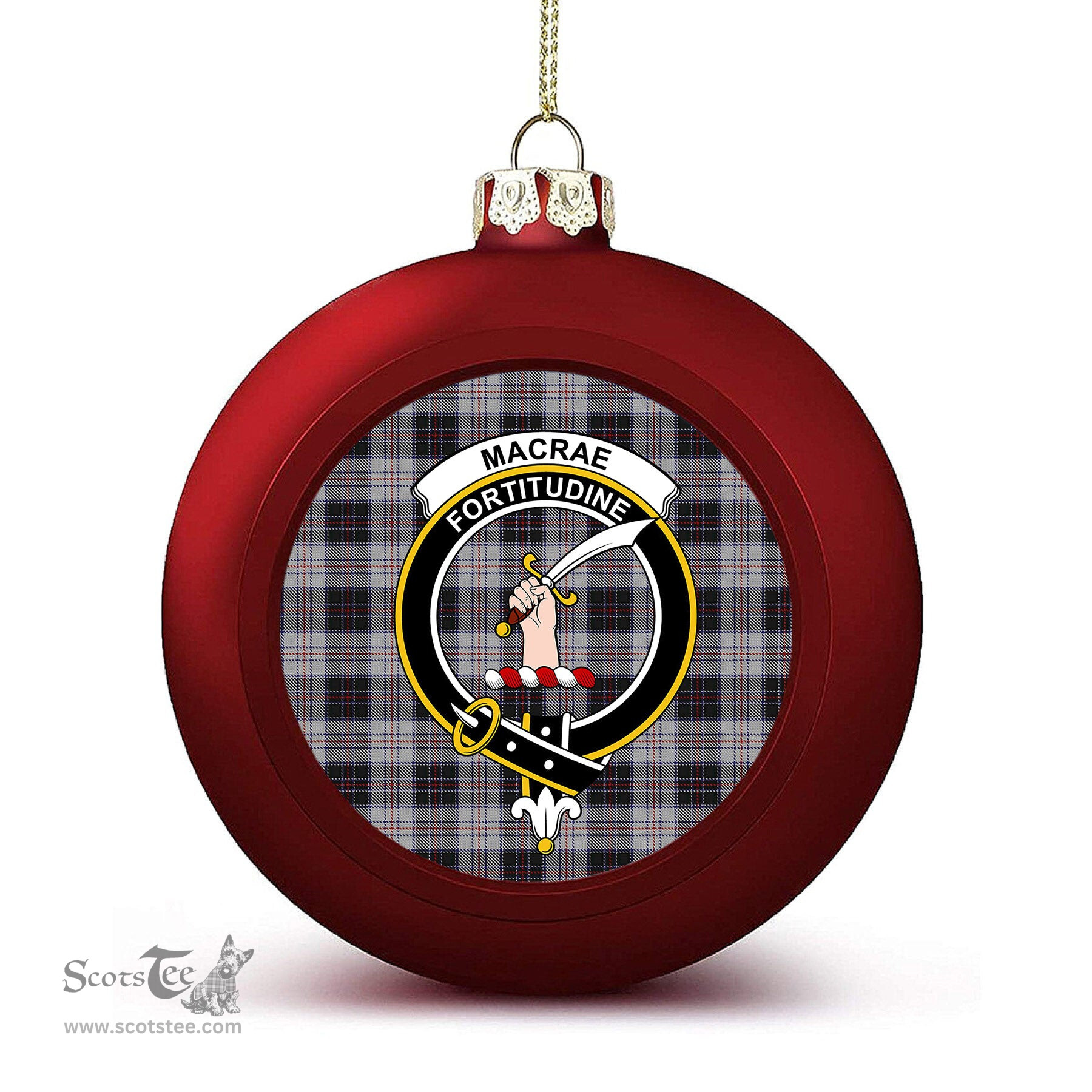 ScotsTee Shop Scottish MacRae, Dress Crest Tartan Christmas Ball Ornament