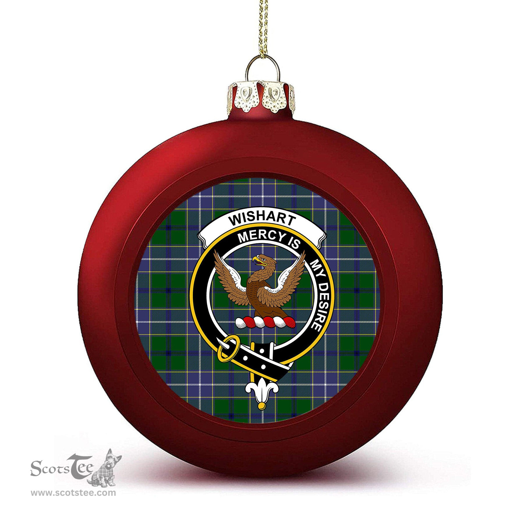 ScotsTee Shop Scottish Wishart Hunting Modern Crest Tartan Christmas Ball Ornament
