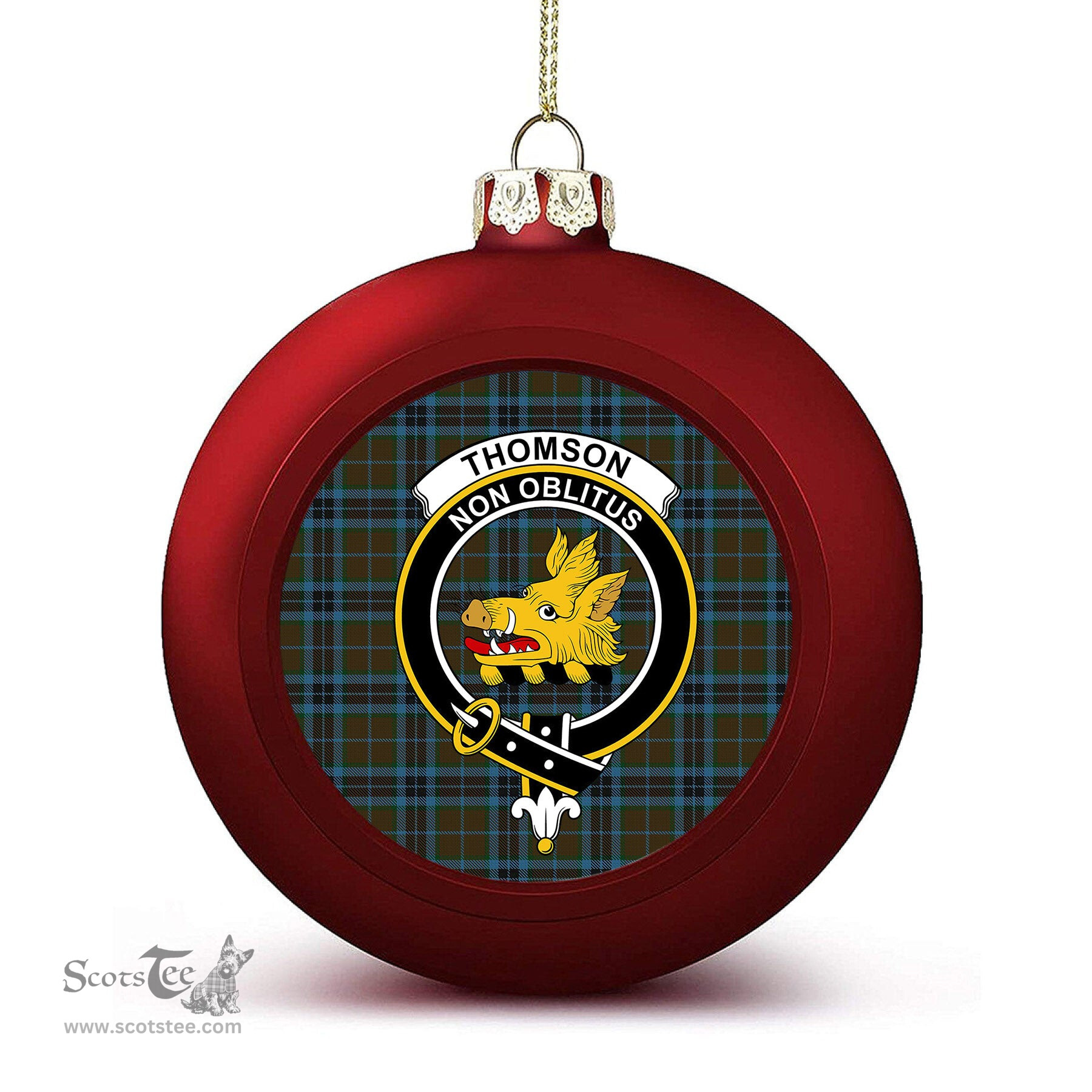 ScotsTee Shop Scottish Thomson Hunting Crest Tartan Christmas Ball Ornament