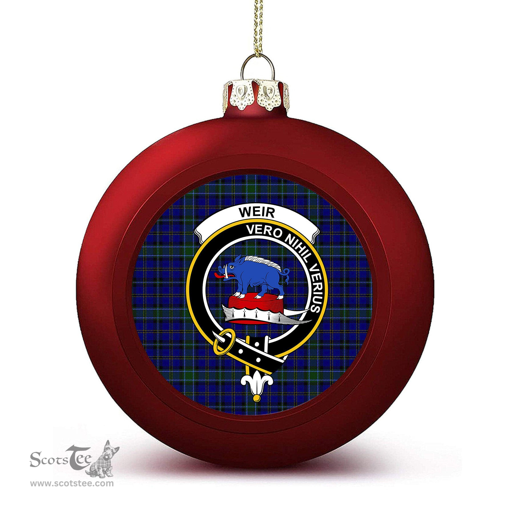 ScotsTee Shop Scottish Weir Crest Tartan Christmas Ball Ornament