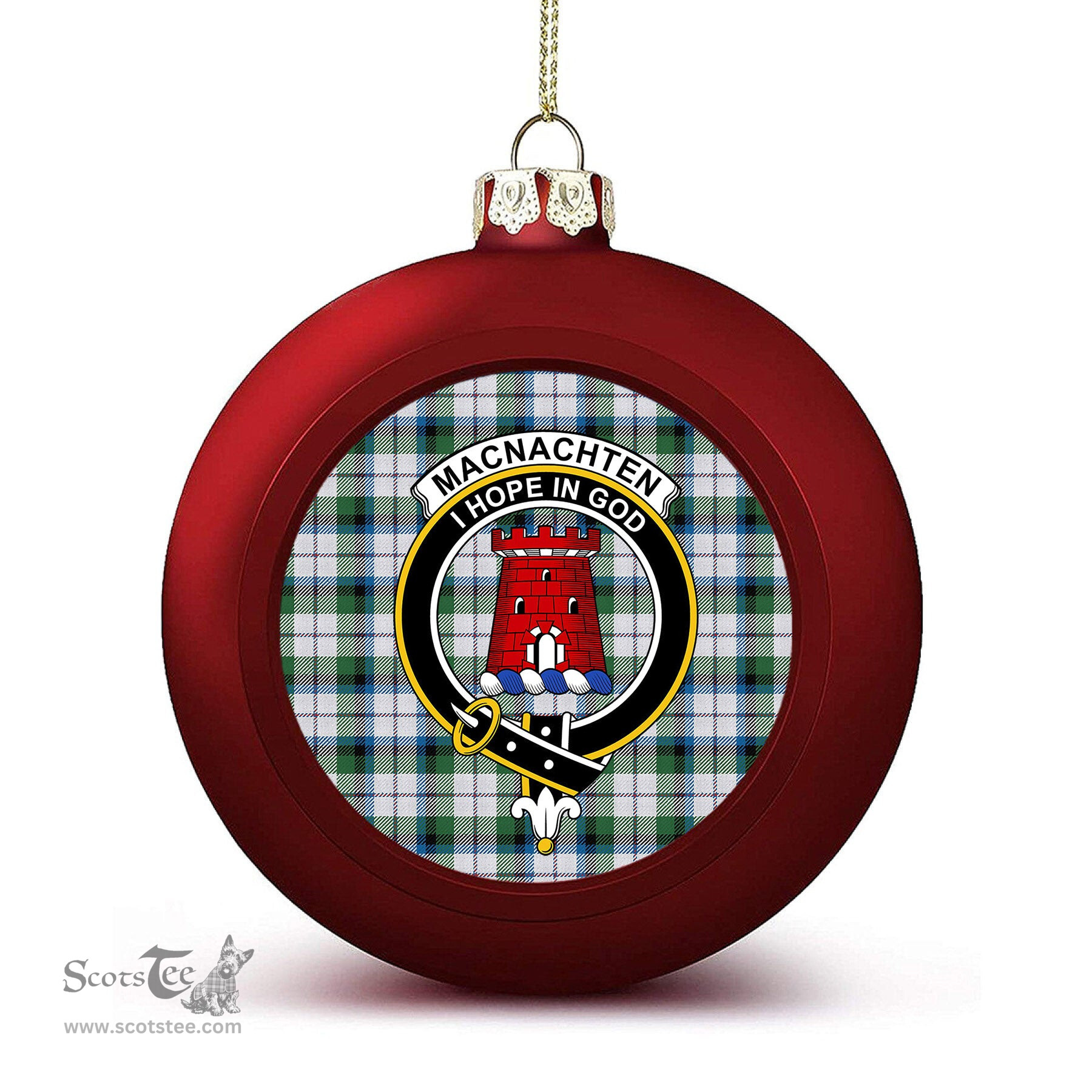 ScotsTee Shop Scottish MacNachten Dress Ancient Crest Tartan Christmas Ball Ornament