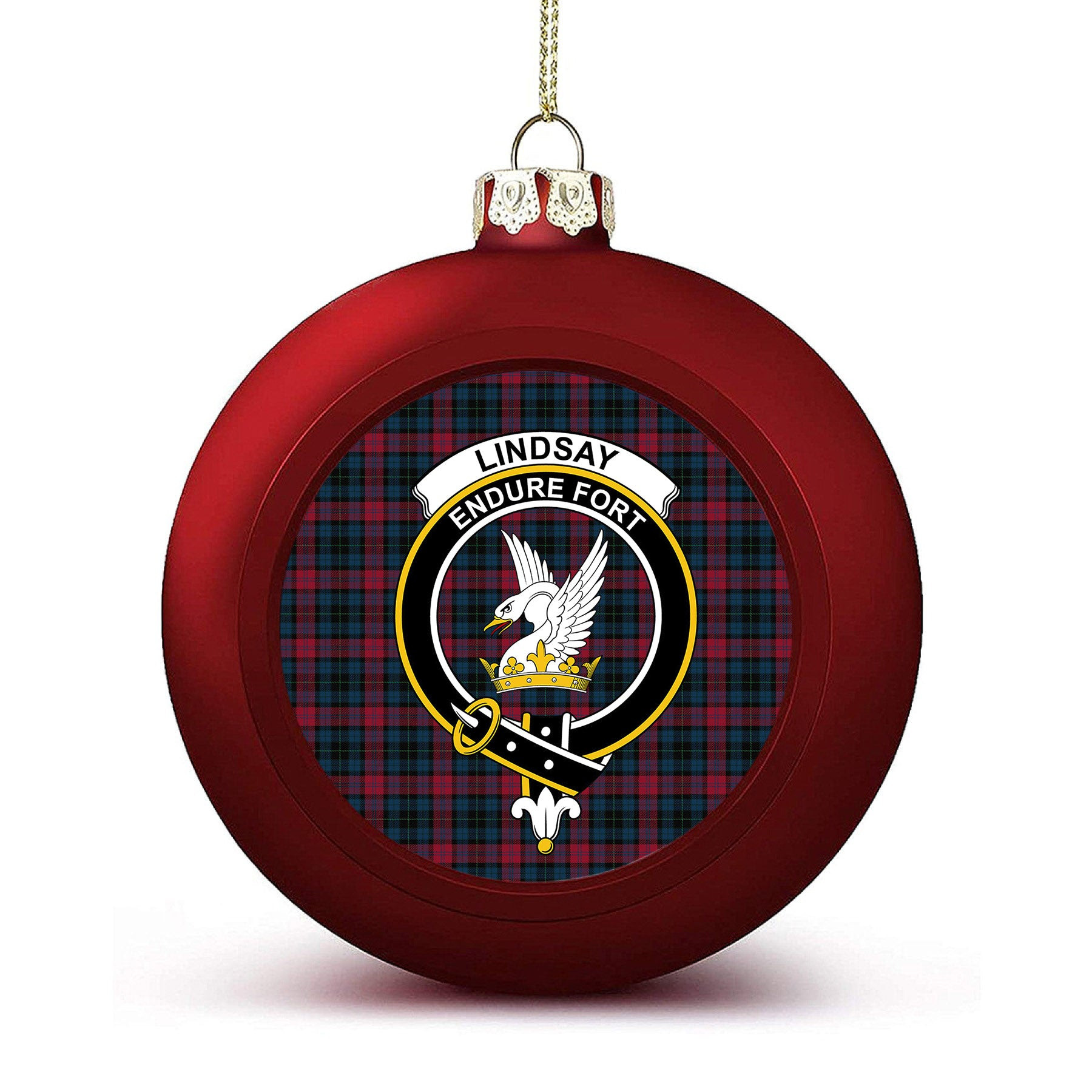 ScotsTee Shop Scottish Lindsay-McGee Modern Clan Crest Tartan Christmas Ball Ornament