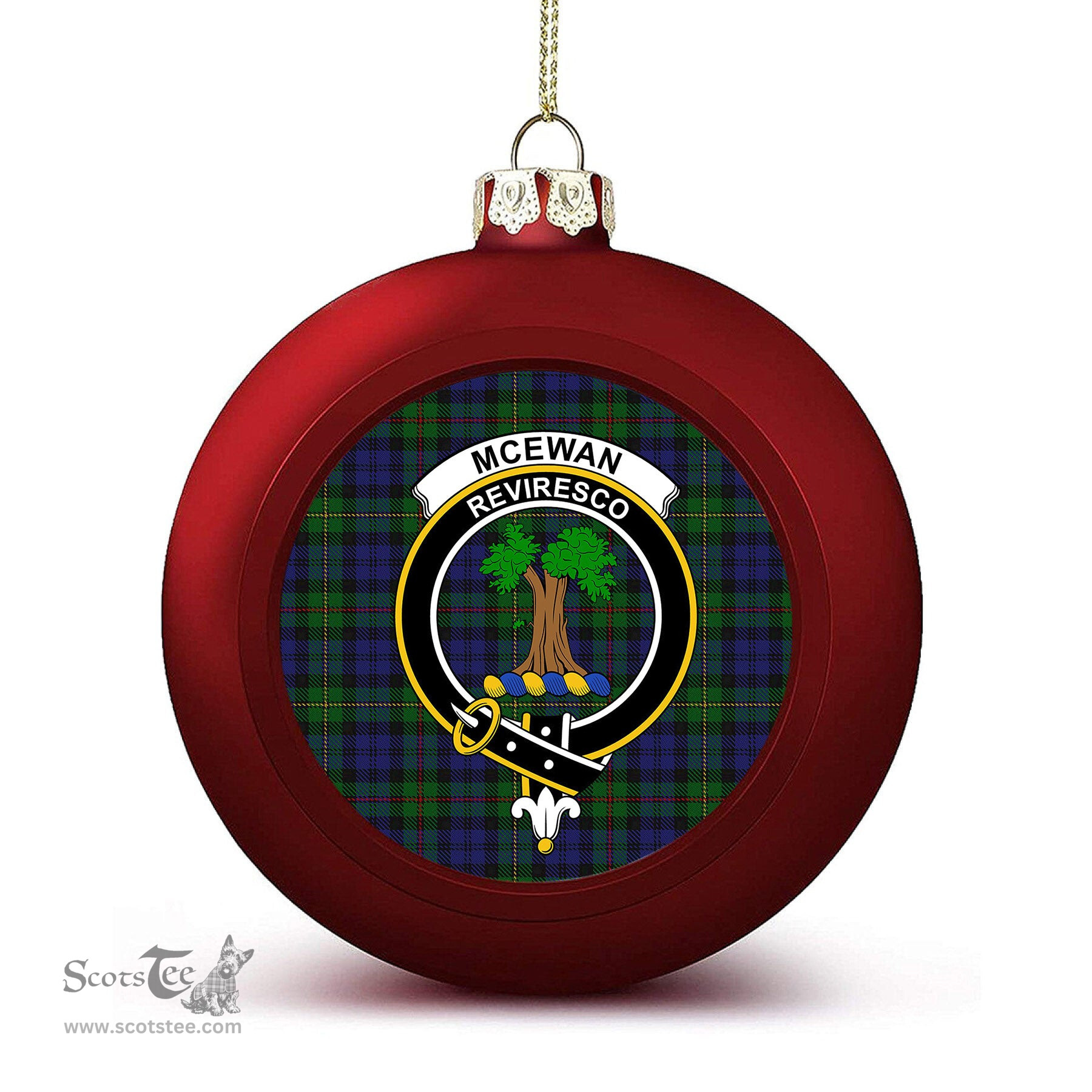 ScotsTee Shop Scottish McEwan Crest Tartan Christmas Ball Ornament