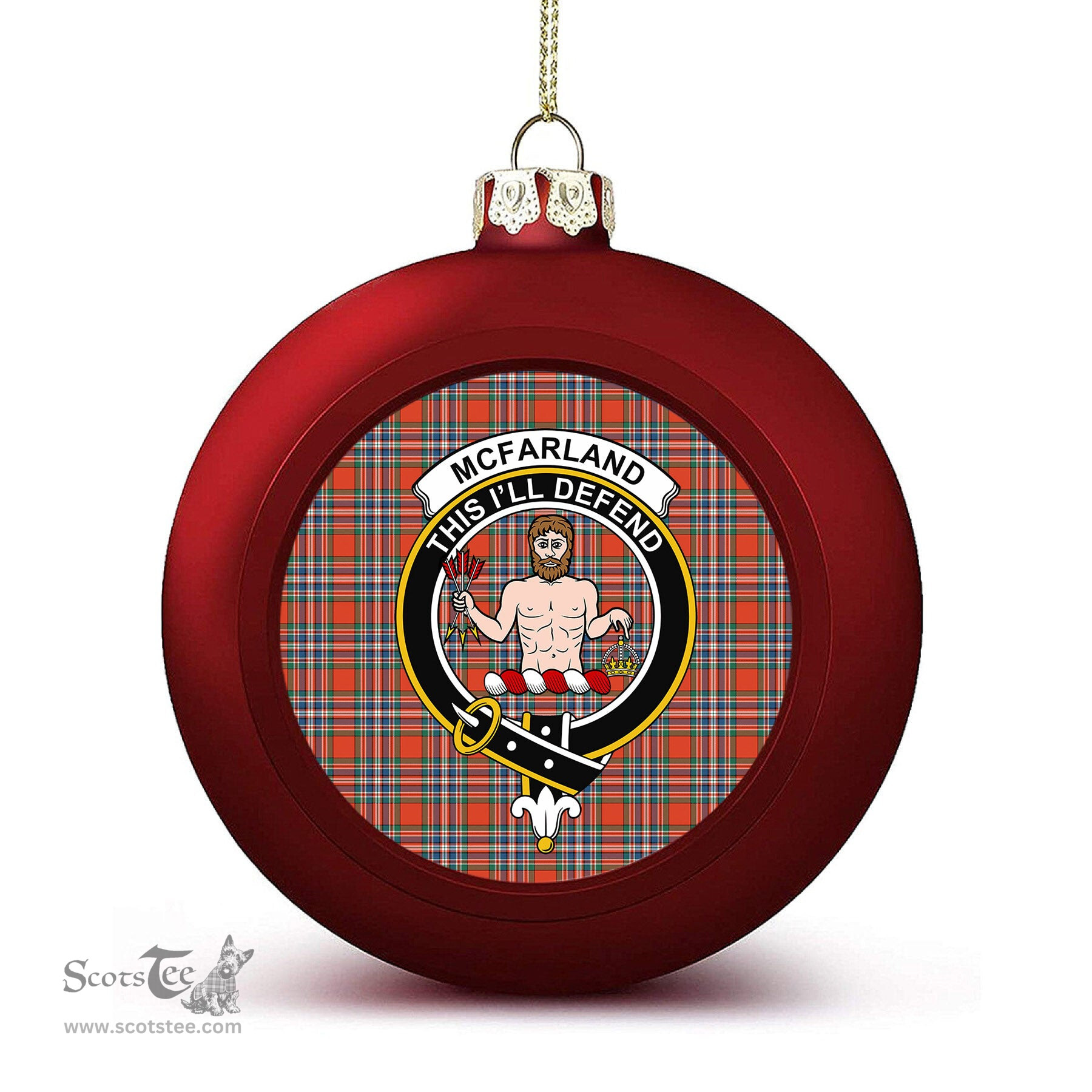 ScotsTee Shop Scottish McFarland Ancient Crest Tartan Christmas Ball Ornament
