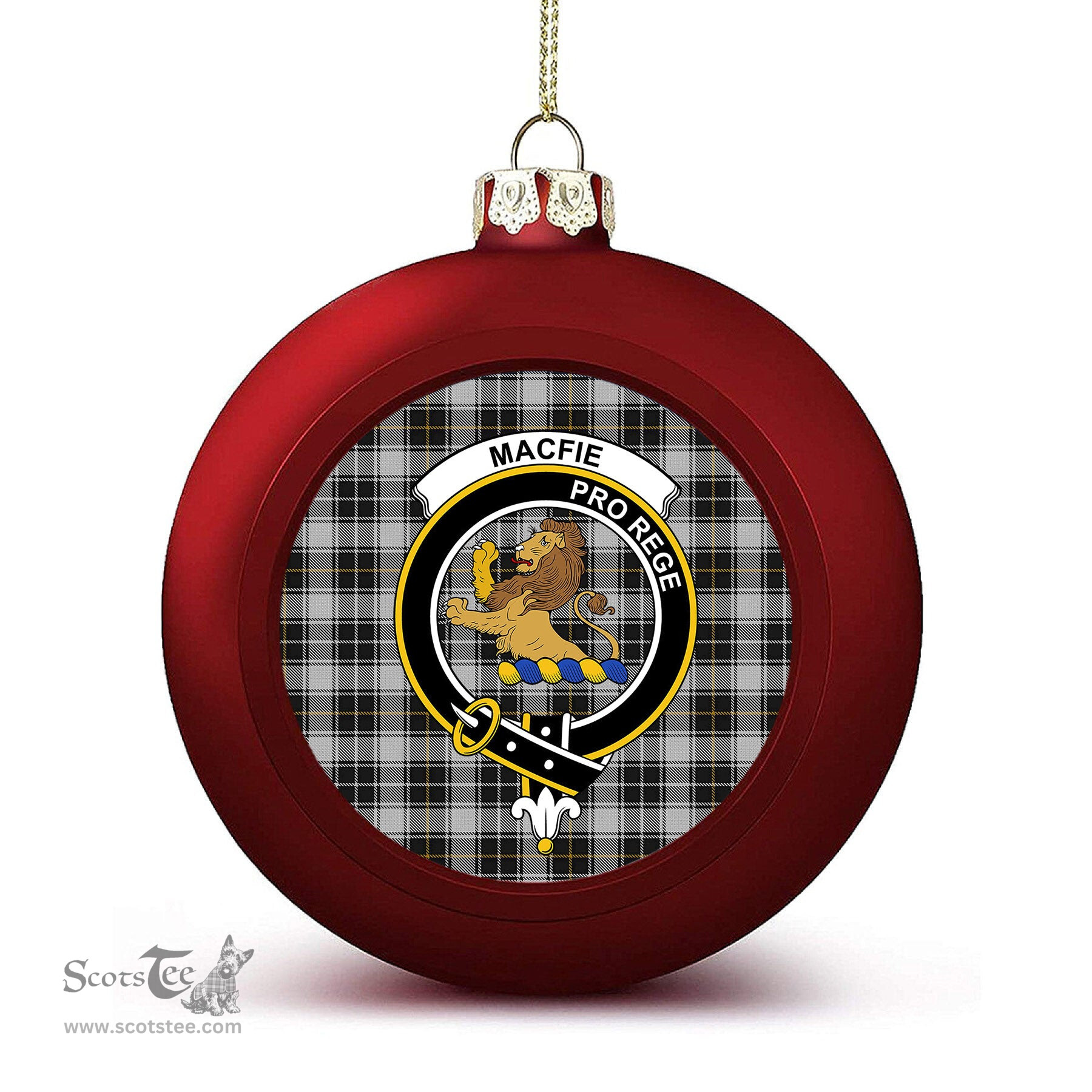 ScotsTee Shop Scottish MacFie of Colonsay Dress Crest Tartan Christmas Ball Ornament