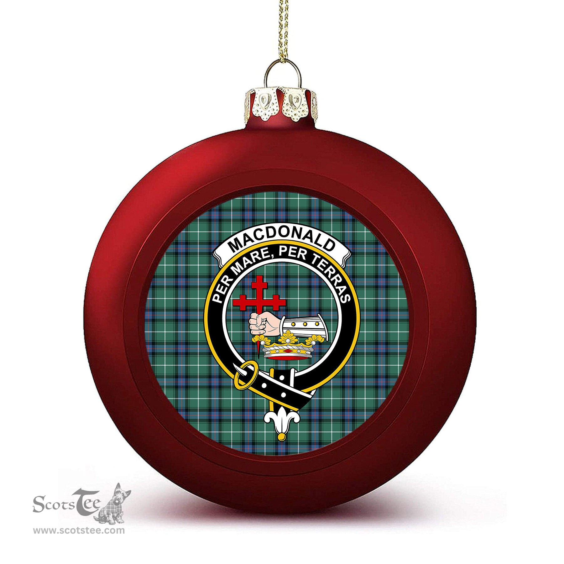 ScotsTee Shop Scottish MacDonald of the Isles Hunting Ancient Crest Tartan Christmas Ball Ornament
