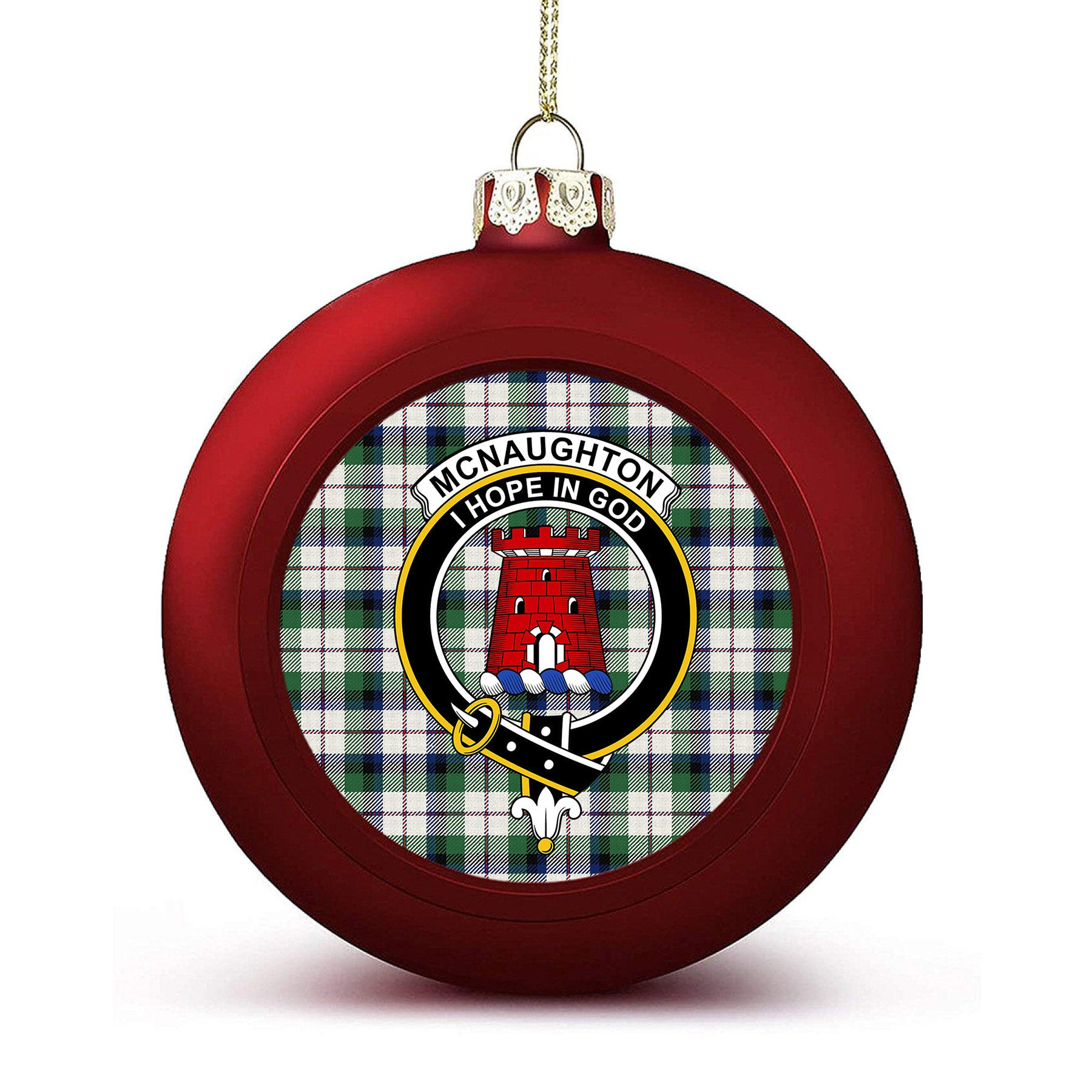 ScotsTee Shop Scottish McNaughton Dress Modern Crest Tartan Christmas Ball Ornament