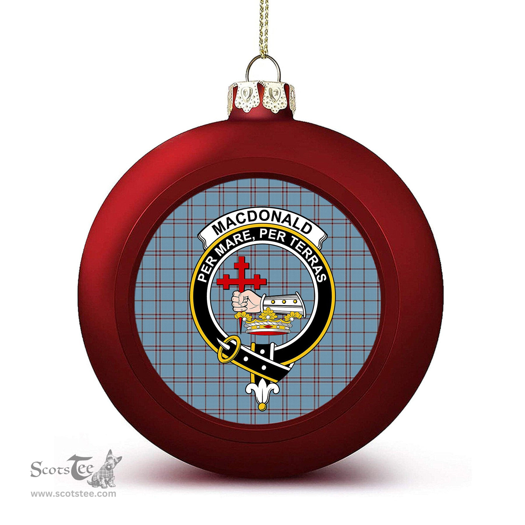 ScotsTee Shop Scottish MacDonald from Rawtenstall Crest Tartan Christmas Ball Ornament