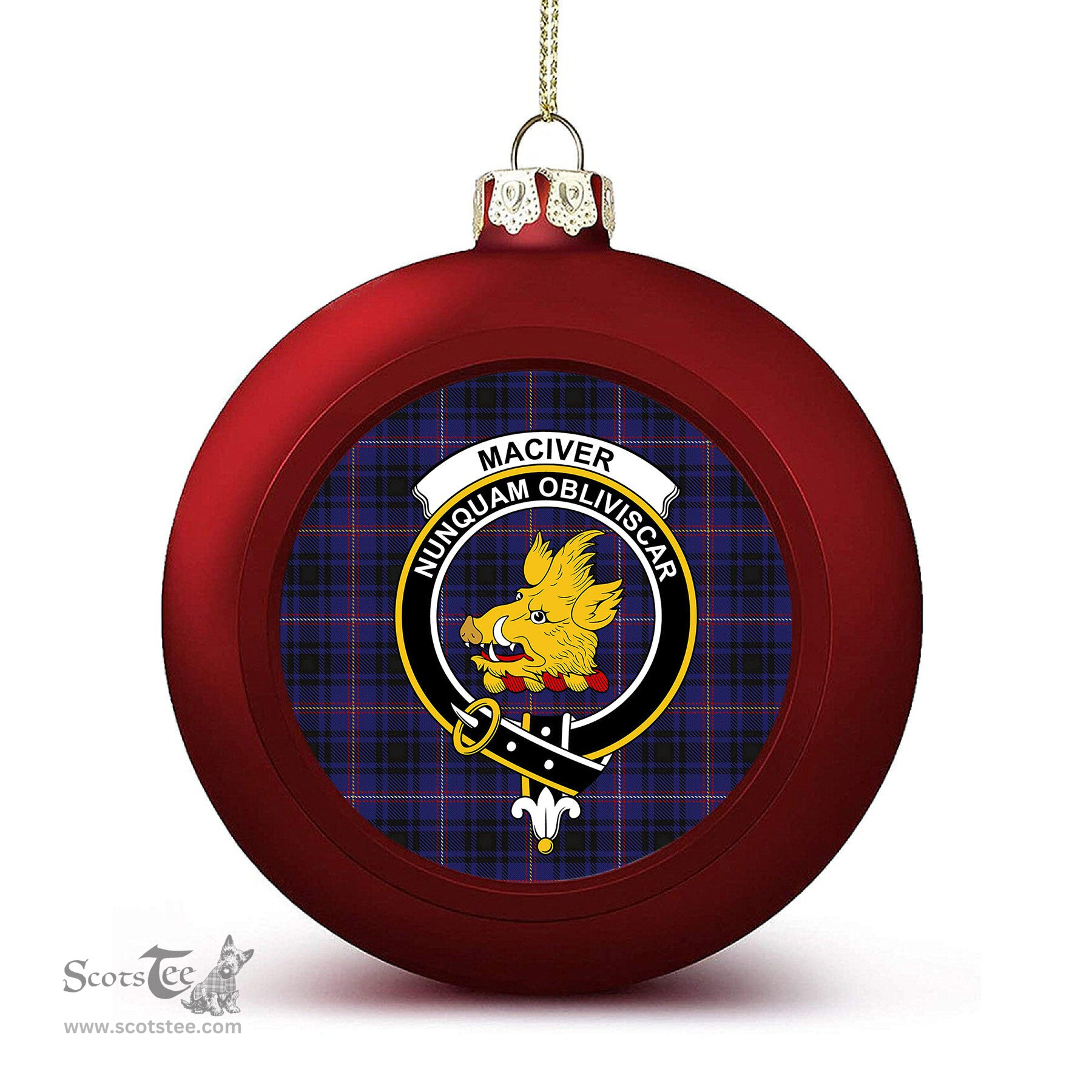 ScotsTee Shop Scottish MacIver of Strome Crest Tartan Christmas Ball Ornament