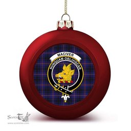 ScotsTee Shop Scottish MacIver of Strome Crest Tartan Christmas Ball Ornament