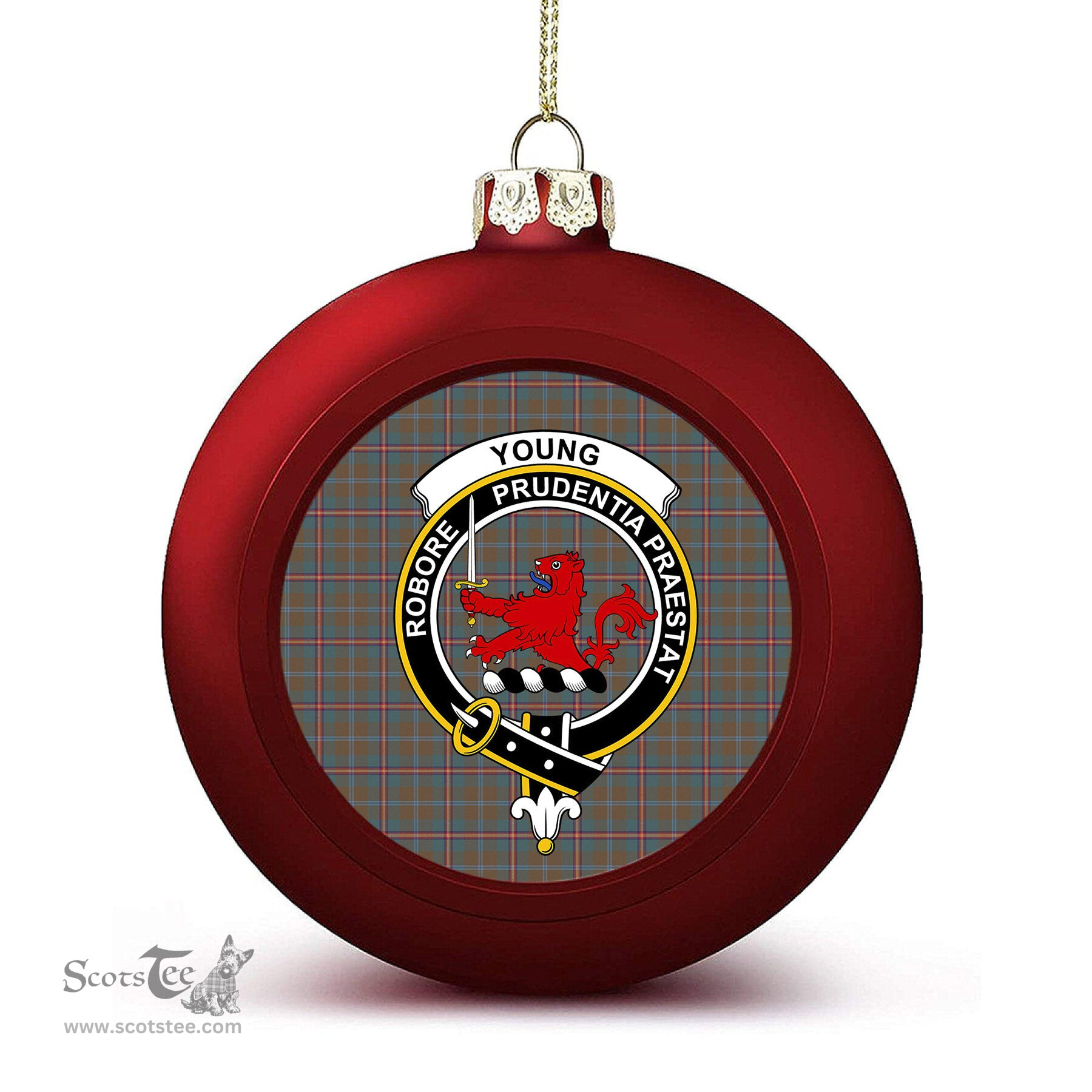 ScotsTee Shop Scottish Young Weathered Clan Crest Tartan Christmas Ball Ornament