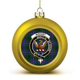 ScotsTee Shop Scottish Wishart Hunting Crest Tartan Christmas Ball Ornament