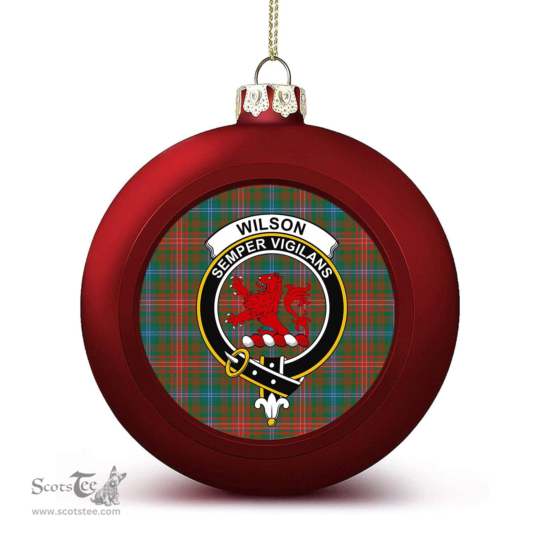 ScotsTee Shop Scottish Wilson Janet Ancient Clan Crest Tartan Christmas Ball Ornament