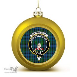 ScotsTee Shop Scottish Stephenson Hunting Red Stripe Crest Tartan Christmas Ball Ornament