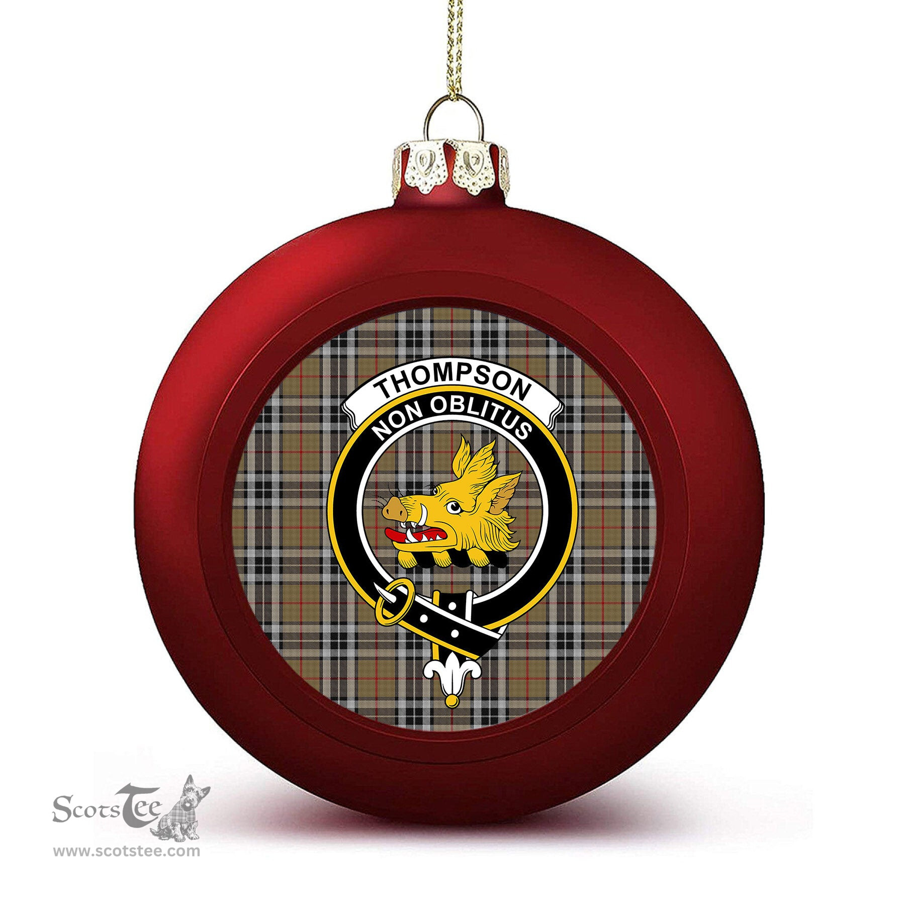 ScotsTee Shop Scottish Thompson Society Camel Crest Tartan Christmas Ball Ornament