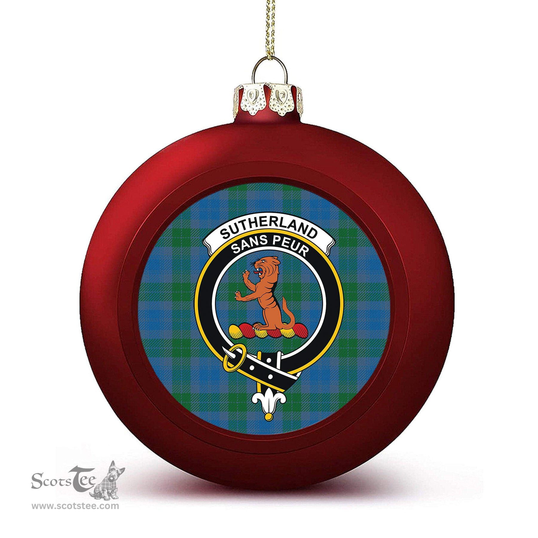 ScotsTee Shop Scottish Sutherland Hunting Ancient Crest Tartan Christmas Ball Ornament