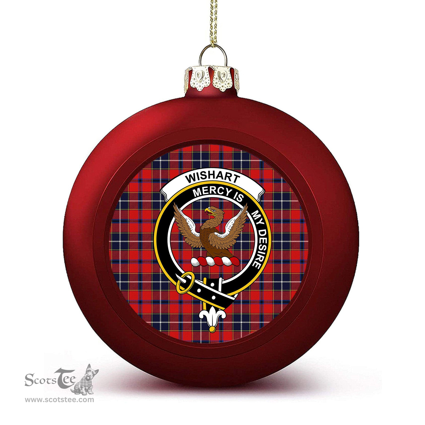 ScotsTee Shop Scottish Wishart Dress Modern Crest Tartan Christmas Ball Ornament