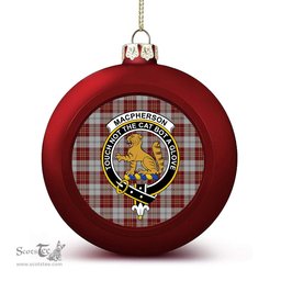 ScotsTee Shop Scottish MacPherson Dress Burgundy Dance Crest Tartan Christmas Ball Ornament
