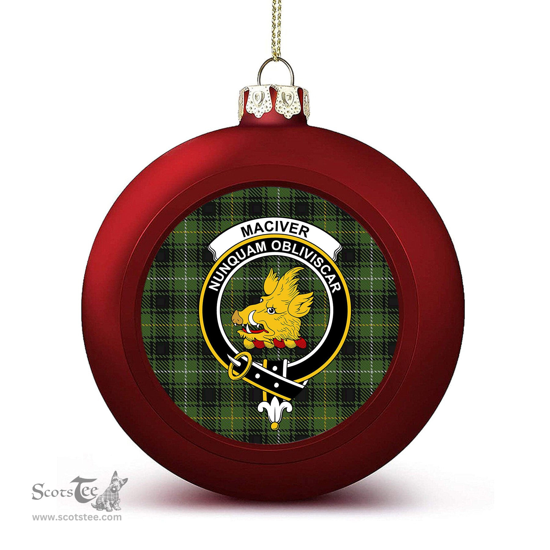 ScotsTee Shop Scottish MacIver Hunting Crest Tartan Christmas Ball Ornament