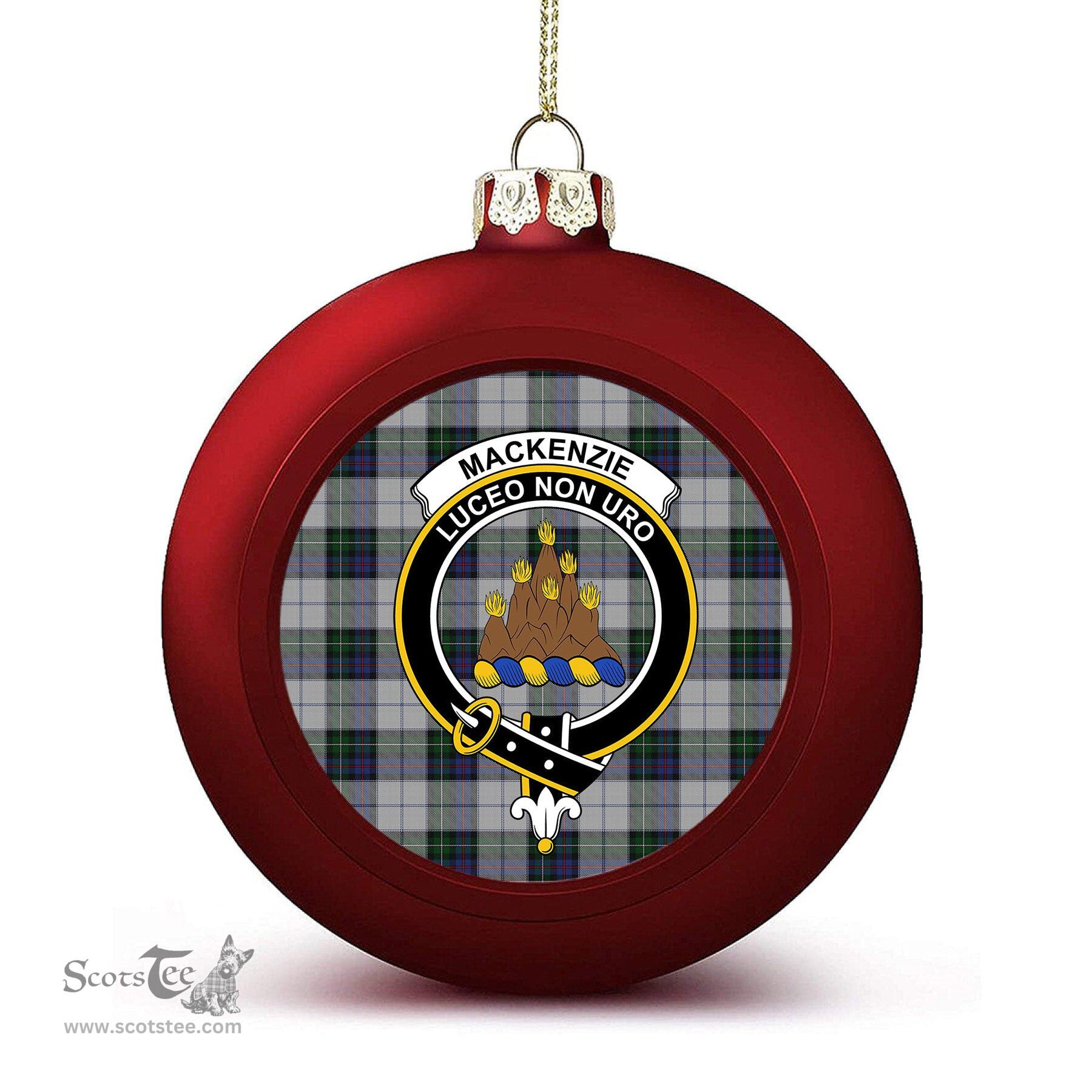 ScotsTee Shop Scottish MacKenzie Dress 3 Crest Tartan Christmas Ball Ornament