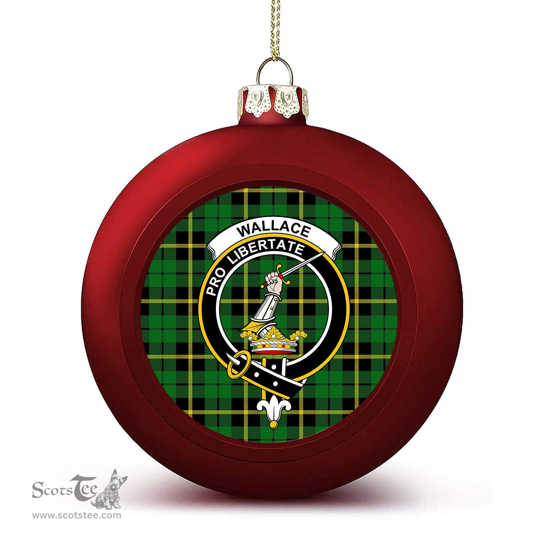 ScotsTee Shop Scottish Wallace Hunting Green Crest Tartan Christmas Ball Ornament