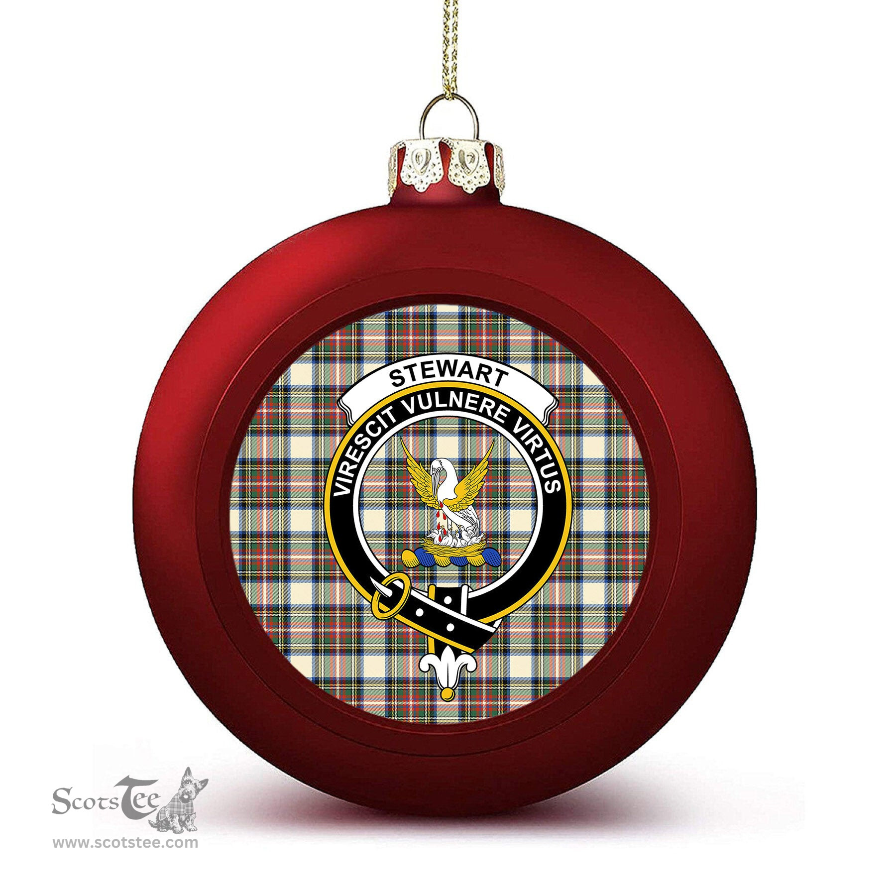 ScotsTee Shop Scottish Stewart Dress Modern SC Crest Tartan Christmas Ball Ornament