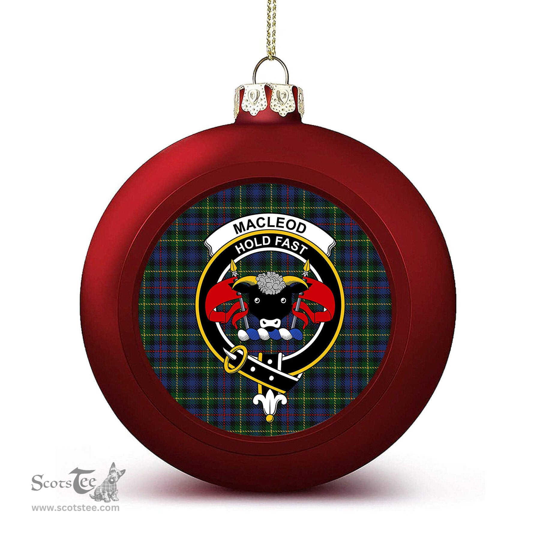 ScotsTee Shop Scottish MacLeod of Gesto 2 Crest Tartan Christmas Ball Ornament