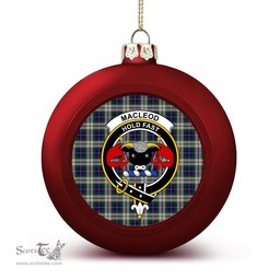 ScotsTee Shop Scottish MacLeod of California Crest Tartan Christmas Ball Ornament