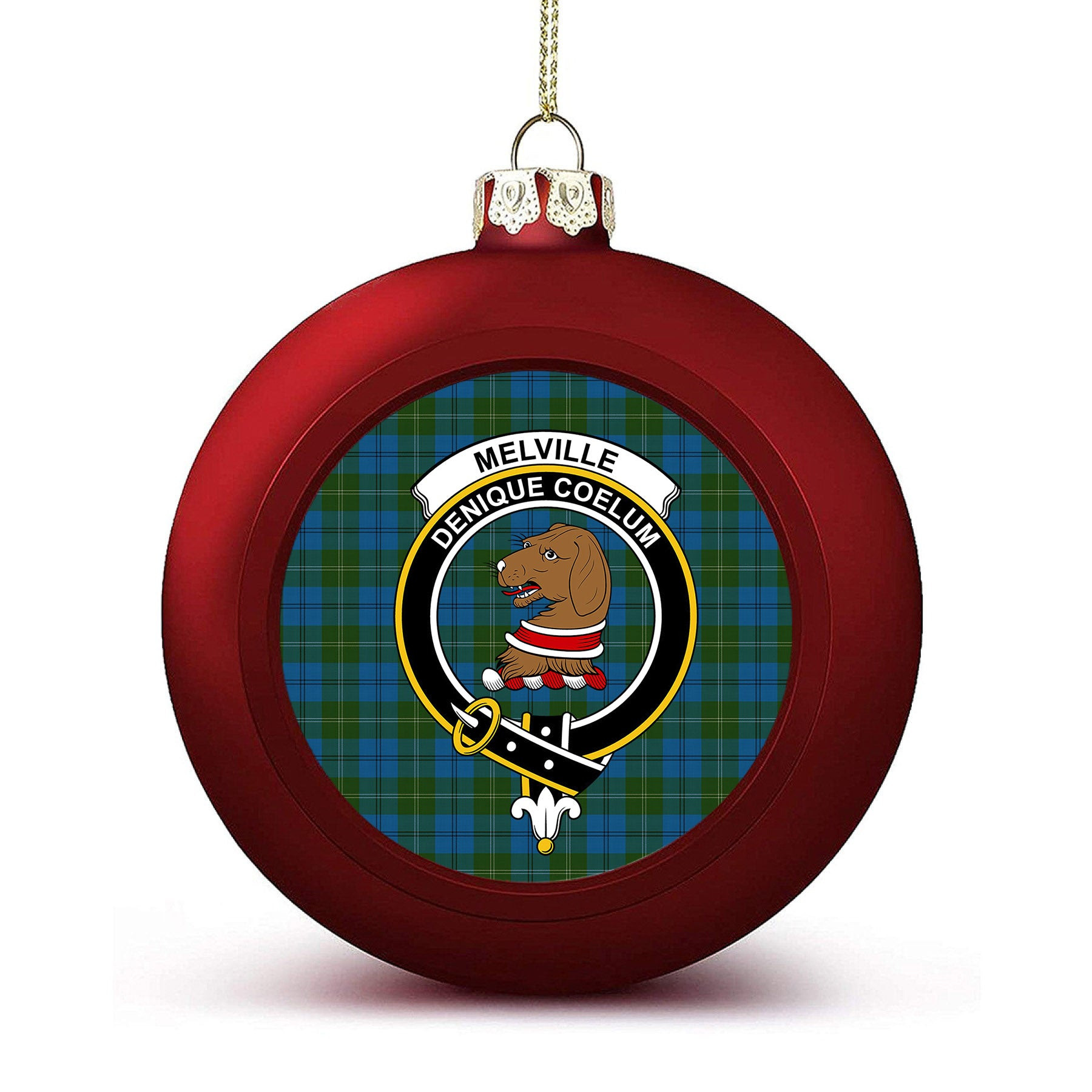 ScotsTee Shop Scottish Melville Two black lines Crest Tartan Christmas Ball Ornament