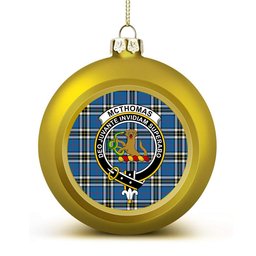 ScotsTee Shop Scottish McThomas Blue Modern Crest Tartan Christmas Ball Ornament