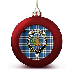 ScotsTee Shop Scottish McThomas Blue Modern Crest Tartan Christmas Ball Ornament