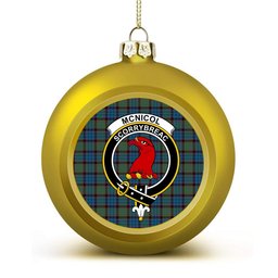 ScotsTee Shop Scottish McNicol Hunting Crest Tartan Christmas Ball Ornament
